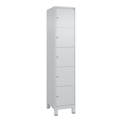 C+P Schließfachschrank Classic PLUS, Füße, 1 Abteil, 1950x400x500mm, 7035/7035 Innenhöhe Gefach oben (oberes 365 mm Front RAL 7035 Lichtgrau