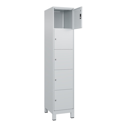 C+P Schließfachschrank Classic PLUS, Füße, 1 Abteil, 1950x400x500mm, 7035/7035 Innenhöhe Gefach oben (oberes 365 mm Front RAL 7035 Lichtgrau