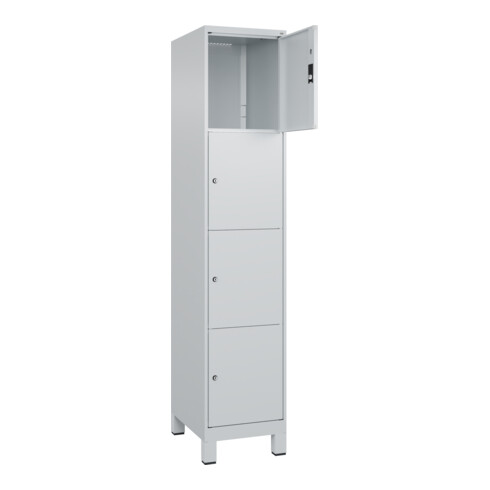 C+P Schließfachschrank Classic PLUS, Füße, 1 Abteil, 1950x400x500mm, 7035/7035 Innenhöhe Gefach oben (oberes 453 mm Front RAL 7035 Lichtgrau