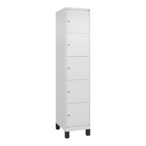 C+P Schließfachschrank Classic PLUS, Füße, 1 Abteil, 1950x400x500mm, 9016/9016 Innenhöhe Gefach oben (oberes 365 mm Front RAL 9016 Verkehrsweiß