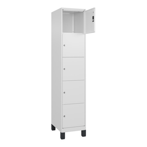 C+P Schließfachschrank Classic PLUS, Füße, 1 Abteil, 1950x400x500mm, 9016/9016 Innenhöhe Gefach oben (oberes 365 mm Front RAL 9016 Verkehrsweiß