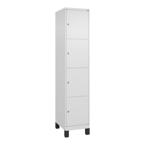 C+P Schließfachschrank Classic PLUS, Füße, 1 Abteil, 1950x400x500mm, 9016/9016 Innenhöhe Gefach oben (oberes 453 mm Front RAL 9016 Verkehrsweiß