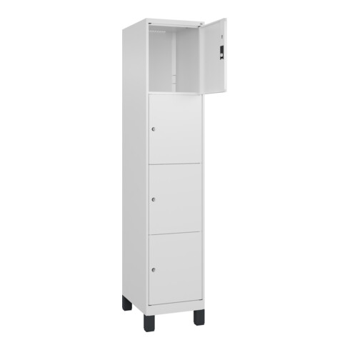 C+P Schließfachschrank Classic PLUS, Füße, 1 Abteil, 1950x400x500mm, 9016/9016 Innenhöhe Gefach oben (oberes 453 mm Front RAL 9016 Verkehrsweiß