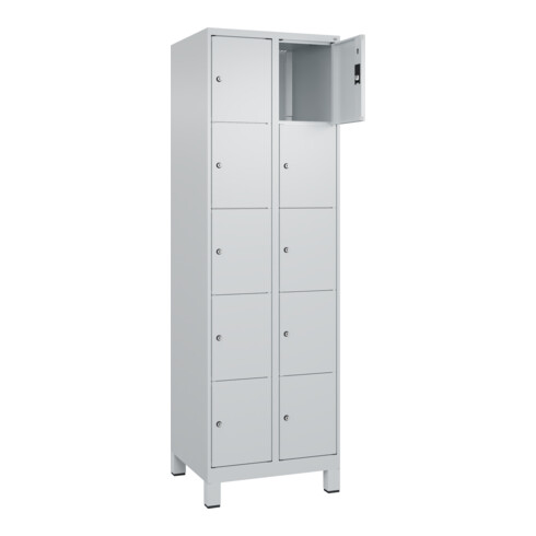 C+P Schließfachschrank Classic PLUS, Füße, 2 Abteile, 1950x600x500mm, 7035/7035 Innenhöhe Gefach oben (oberes 365 mm Front RAL 7035 Lichtgrau