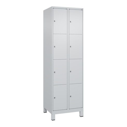 C+P Schließfachschrank Classic PLUS, Füße, 2 Abteile, 1950x600x500mm, 7035/7035 Innenhöhe Gefach oben (oberes 453 mm Front RAL 7035 Lichtgrau