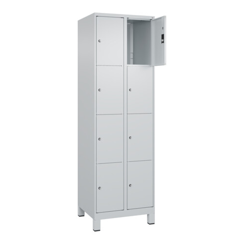 C+P Schließfachschrank Classic PLUS, Füße, 2 Abteile, 1950x600x500mm, 7035/7035 Innenhöhe Gefach oben (oberes 453 mm Front RAL 7035 Lichtgrau