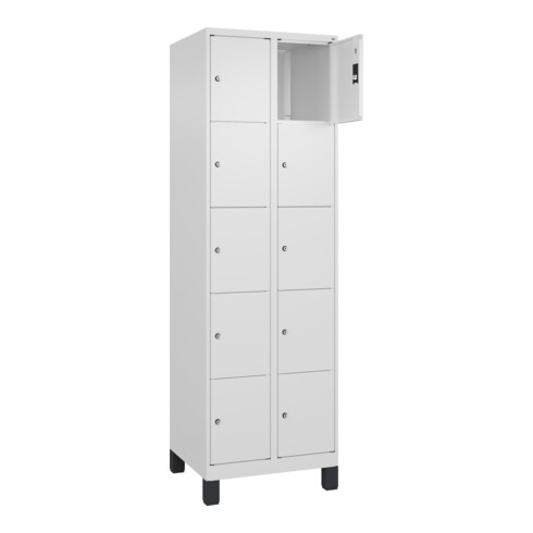 C+P Schließfachschrank Classic PLUS, Füße, 2 Abteile, 1950x600x500mm, 9016/9016 Innenhöhe Gefach oben (oberes 365 mm Front RAL 9016 Verkehrsweiß