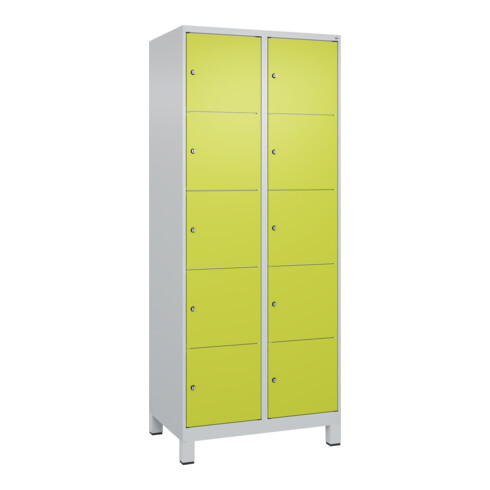 C+P Schließfachschrank Classic PLUS, Füße, 2 Abteile, 1950x800x500mm, 7035/0024 Innenhöhe Gefach oben (oberes 365 mm Front 1108060 RDS Viridingrün