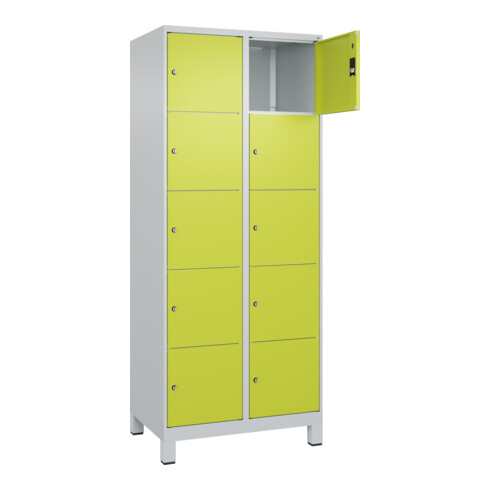 C+P Schließfachschrank Classic PLUS, Füße, 2 Abteile, 1950x800x500mm, 7035/0024 Innenhöhe Gefach oben (oberes 365 mm Front 1108060 RDS Viridingrün