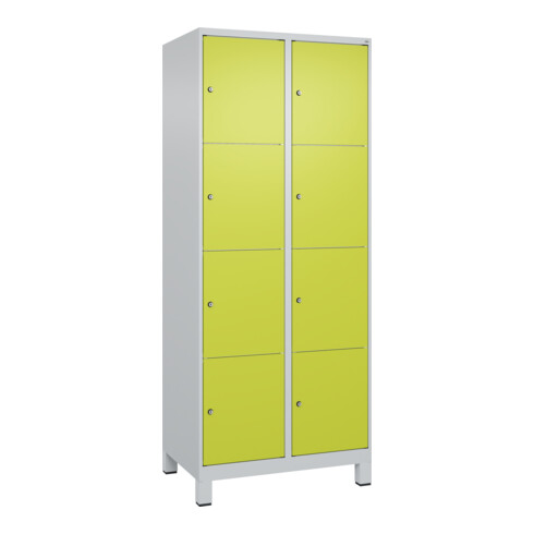 C+P Schließfachschrank Classic PLUS, Füße, 2 Abteile, 1950x800x500mm, 7035/0024 Innenhöhe Gefach oben (oberes 453 mm Front 1108060 RDS Viridingrün