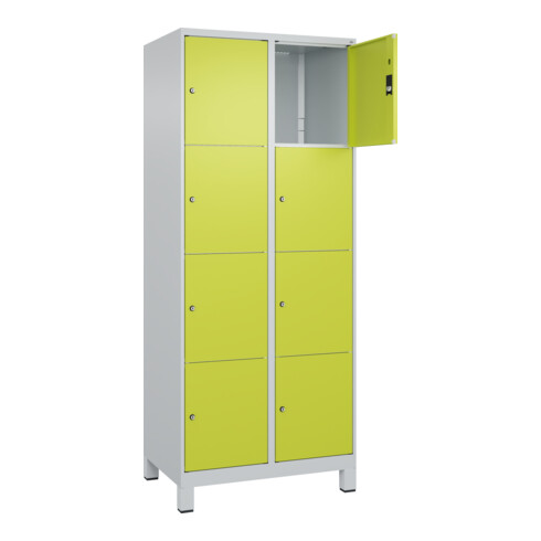 C+P Schließfachschrank Classic PLUS, Füße, 2 Abteile, 1950x800x500mm, 7035/0024 Innenhöhe Gefach oben (oberes 453 mm Front 1108060 RDS Viridingrün