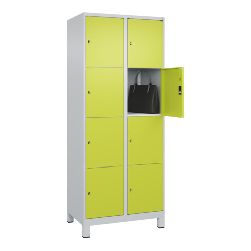 C+P Schließfachschrank Classic PLUS, Füße, 2 Abteile, 1950x800x500mm, 7035/0024 Innenhöhe Gefach oben (oberes 453 mm Front 1108060 RDS Viridingrün