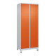 C+P Schließfachschrank Classic PLUS, Füße, 2 Abteile, 1950x800x500mm, 7035/2004 Innenhöhe Gefach oben (oberes 453 mm Front RAL 2004 Reinorange