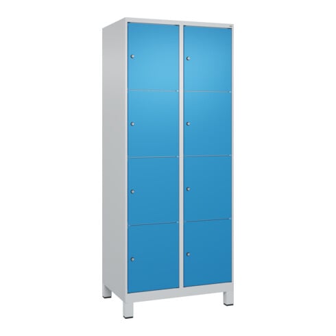 C+P Schließfachschrank Classic PLUS, Füße, 2 Abteile, 1950x800x500mm, 7035/5012 Innenhöhe Gefach oben (oberes 453 mm Front RAL 5012 Lichtblau