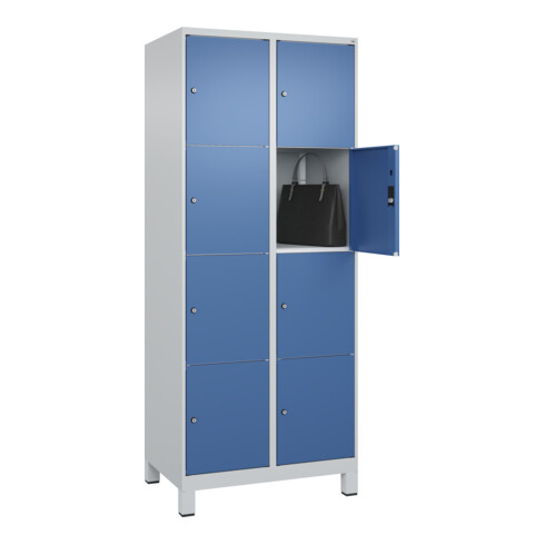 C+P Schließfachschrank Classic PLUS, Füße, 2 Abteile, 1950x800x500mm, 7035/5023 Innenhöhe Gefach oben (oberes 453 mm Front RAL 5023 Fernblau