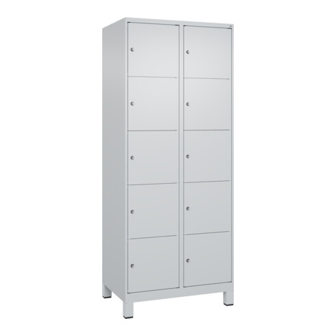 C+P Schließfachschrank Classic PLUS, Füße, 2 Abteile, 1950x800x500mm, 7035/7035 Innenhöhe Gefach oben (oberes 365 mm Front RAL 7035 Lichtgrau