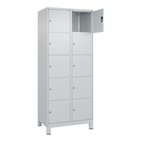 C+P Schließfachschrank Classic PLUS, Füße, 2 Abteile, 1950x800x500mm, 7035/7035 Innenhöhe Gefach oben (oberes 365 mm Front RAL 7035 Lichtgrau