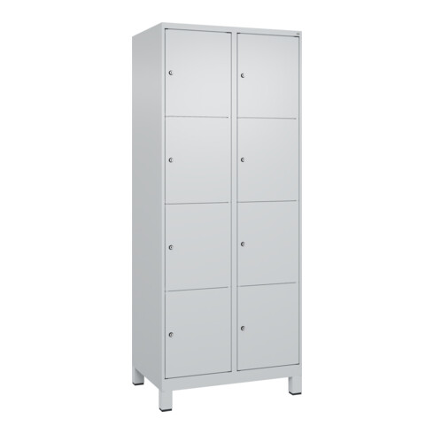 C+P Schließfachschrank Classic PLUS, Füße, 2 Abteile, 1950x800x500mm, 7035/7035 Innenhöhe Gefach oben (oberes 453 mm Front RAL 7035 Lichtgrau