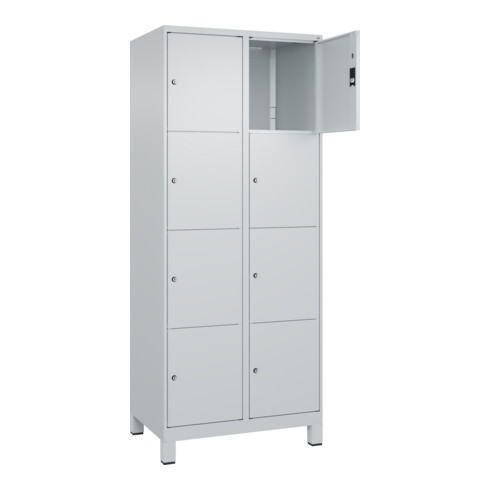 C+P Schließfachschrank Classic PLUS, Füße, 2 Abteile, 1950x800x500mm, 7035/7035 Innenhöhe Gefach oben (oberes 453 mm Front RAL 7035 Lichtgrau