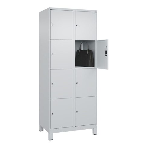 C+P Schließfachschrank Classic PLUS, Füße, 2 Abteile, 1950x800x500mm, 7035/7035 Innenhöhe Gefach oben (oberes 453 mm Front RAL 7035 Lichtgrau