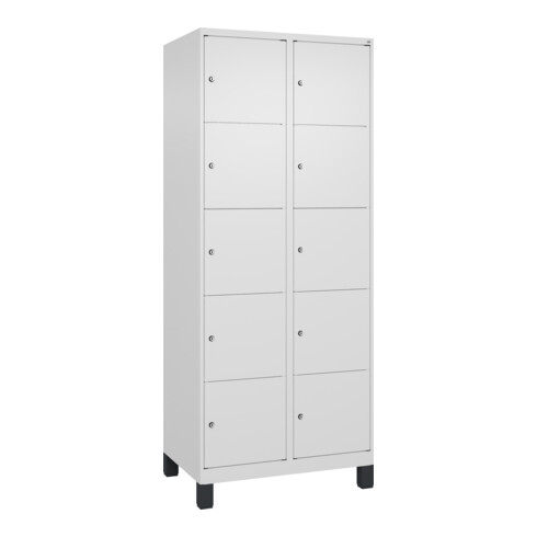 C+P Schließfachschrank Classic PLUS, Füße, 2 Abteile, 1950x800x500mm, 9016/9016 Innenhöhe Gefach oben (oberes 365 mm Front RAL 9016 Verkehrsweiß