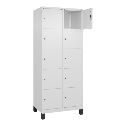 C+P Schließfachschrank Classic PLUS, Füße, 2 Abteile, 1950x800x500mm, 9016/9016 Innenhöhe Gefach oben (oberes 365 mm Front RAL 9016 Verkehrsweiß