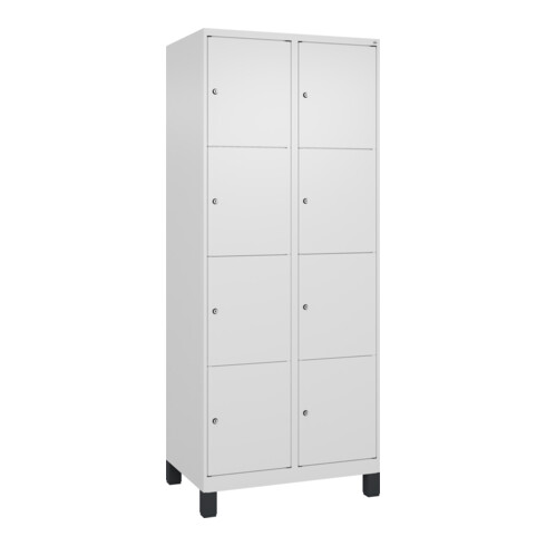 C+P Schließfachschrank Classic PLUS, Füße, 2 Abteile, 1950x800x500mm, 9016/9016 Innenhöhe Gefach oben (oberes 453 mm Front RAL 9016 Verkehrsweiß