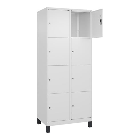 C+P Schließfachschrank Classic PLUS, Füße, 2 Abteile, 1950x800x500mm, 9016/9016 Innenhöhe Gefach oben (oberes 453 mm Front RAL 9016 Verkehrsweiß