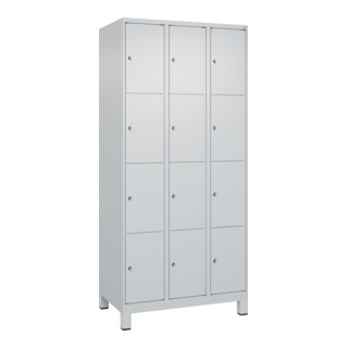 C+P Schließfachschrank Classic PLUS, Füße, 3 Abteile, 1950x900x500mm, 7035/7035 Innenhöhe Gefach oben (oberes 453 mm Fro