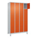 C+P Schließfachschrank Classic PLUS, Füße, 4 Abteile, 1950x1200x500mm, 7035/2004 Innenhöhe Gefach oben (oberes 365 mm Front RAL 2004 Reinorange-2