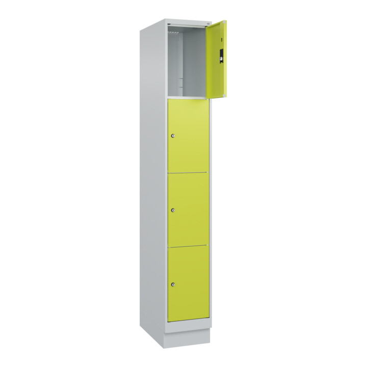 C+P Schließfachschrank Classic PLUS, Sockel, 1 Abteil, 1950x300x500mm, 7035/0024 Innenhöhe Gefach oben (oberes 453 mm Front 1108060 RDS Viridingrün