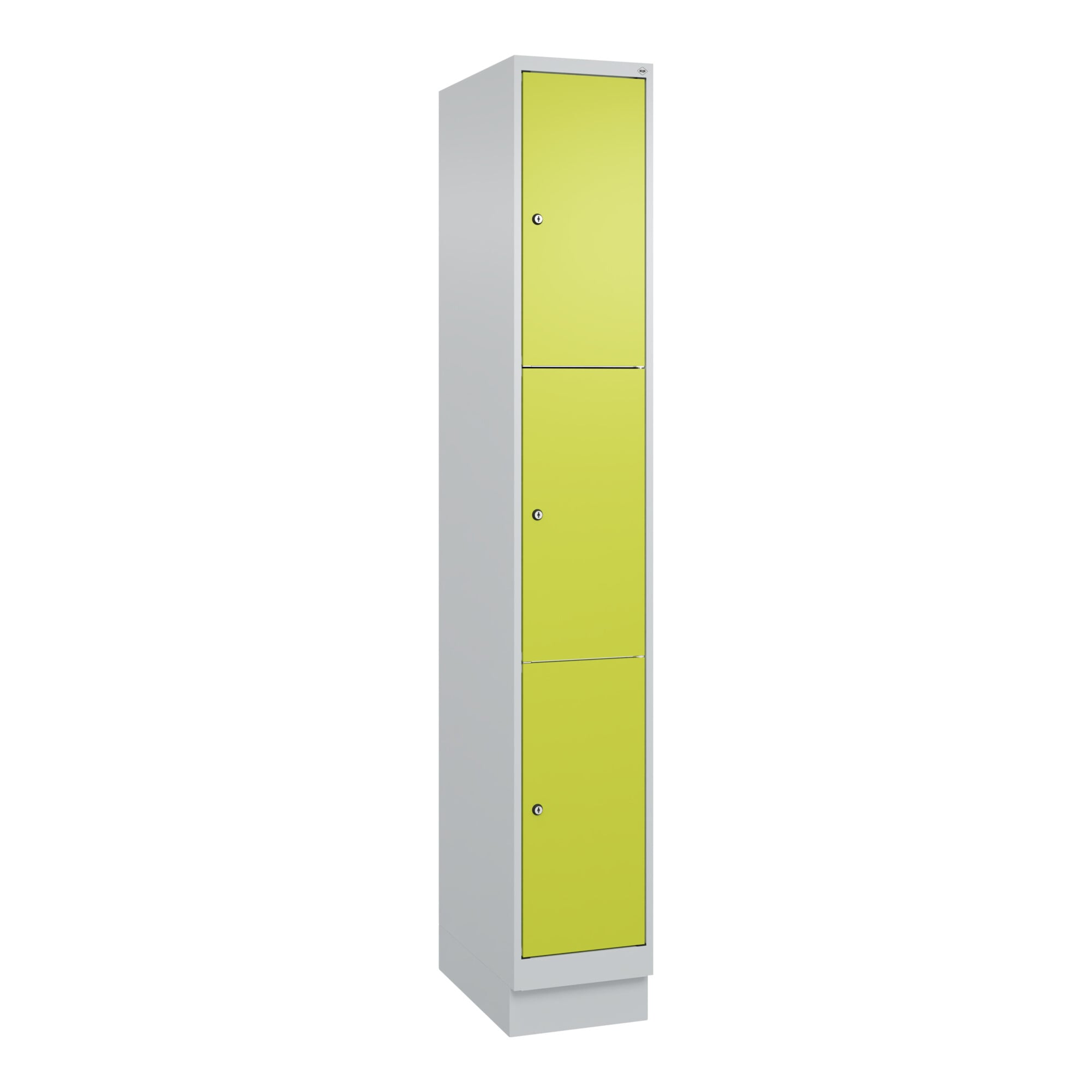 C+P Schließfachschrank Classic PLUS, Sockel, 1 Abteil, 1950x300x500mm, 7035/0024 Innenhöhe Gefach oben (oberes 599 mm Front 1108060 RDS Viridingrün ;