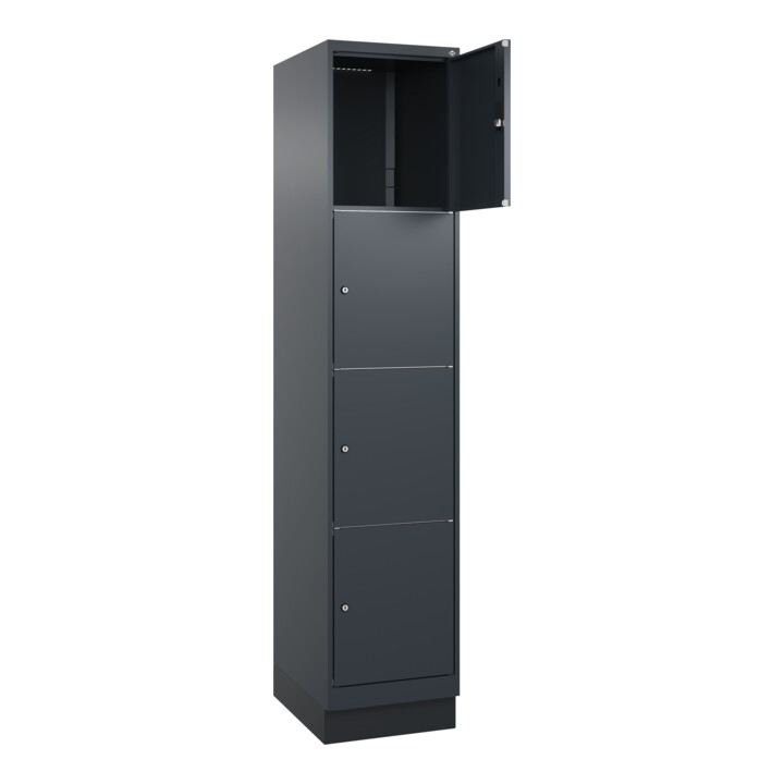 C+P Schließfachschrank Classic PLUS, Sockel, 1 Abteil, 1950x400x500mm, 7016/7016 Innenhöhe Gefach oben (oberes 453 mm Front RAL 7016 Anthrazitgrau