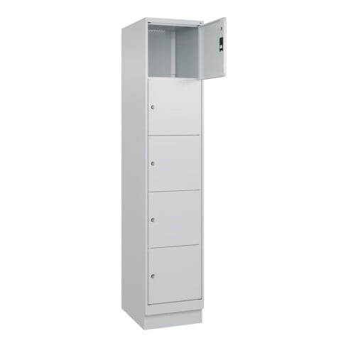 C+P Schließfachschrank Classic PLUS, Sockel, 1 Abteil, 1950x400x500mm, 7035/7035 Innenhöhe Gefach oben (oberes 365 mm Front RAL 7035 Lichtgrau