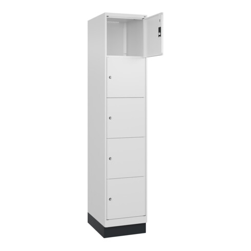 C+P Schließfachschrank Classic PLUS, Sockel, 1 Abteil, 1950x400x500mm, 9016/9016 Innenhöhe Gefach oben (oberes 365 mm Front RAL 9016 Verkehrsweiß