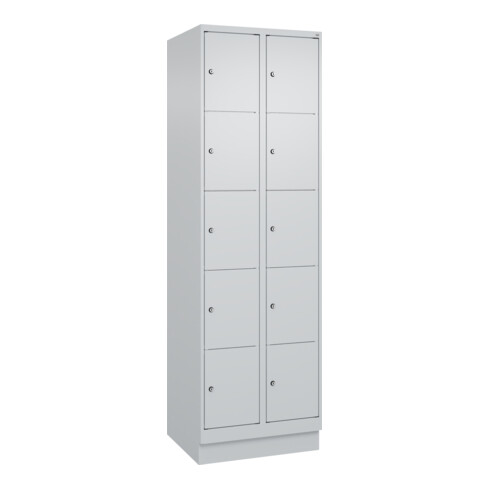 C+P Schließfachschrank Classic PLUS, Sockel, 2 Abteile, 1950x600x500mm, 7035/703 Innenhöhe Gefach oben (oberes 365 mm Front RAL 7035 Lichtgrau