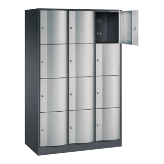 C+P Schließfachschrank Resisto 12 Fächer Sockel 1950 x 1148 x 540mm 7021/9006