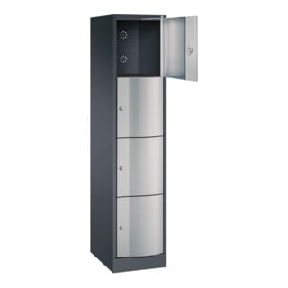 C+P Schließfachschrank Resisto 4 Fach 1950 x 396 x 540 mm schwarz/weiß