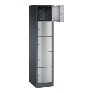 C+P Schließfachschrank Resisto 5 Fach Sockel 1950 x 396 x 540 mm 7021/9006