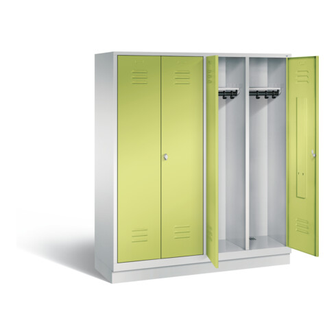 C+P Schwarz-Weiss-Spind Classic, H1800xB1590xT500mm, Front Viridingrün, Korpus Lichtgrau (8022-42)