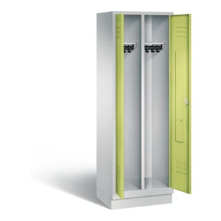 C+P Schwarz-Weiss-Spind Classic, H1800xB610xT500mm, Front Viridingrün, Korpus Lichtgrau (8022-20)