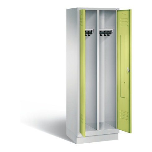 C+P Schwarz-Weiss-Spind Classic, H1800xB610xT500mm, Front Viridingrün, Korpus Lichtgrau (8022-20)