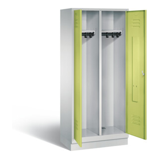 C+P Schwarz-Weiss-Spind Classic, H1800xB810xT500mm, Front Viridingrün, Korpus Lichtgrau (8022-22)