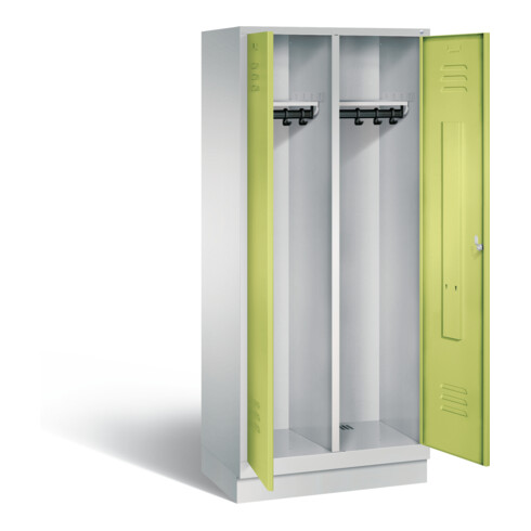 C+P Schwarz-Weiss-Spind Classic, H1800xB810xT500mm, Front Viridingrün, Korpus Lichtgrau (8022-22)