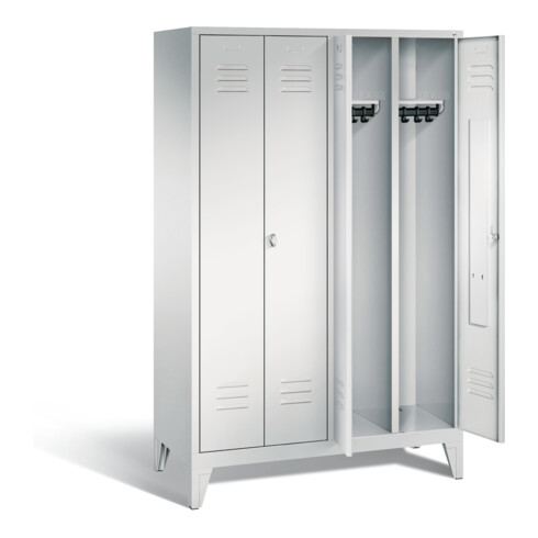 C+P Schwarz-Weiss-Spind Classic, H1850xB1190xT500mm, Front Lichtgrau, Korpus Lichtgrau (8012-40)