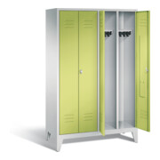 C+P Schwarz-Weiss-Spind Classic, H1850xB1190xT500mm, Front Viridingrün, Korpus Lichtgrau (8012-40)