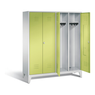 C+P Schwarz-Weiss-Spind Classic, H1850xB1590xT500mm, Front Viridingrün, Korpus Lichtgrau (8012-42)