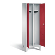 C+P Schwarz-Weiss-Spind Classic, H1850xB610xT500mm, Front Rubinrot, Korpus Lichtgrau (8012-20)