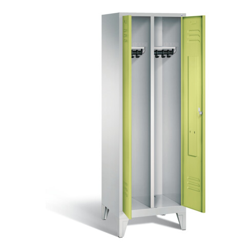 C+P Schwarz-Weiss-Spind Classic, H1850xB610xT500mm, Front Viridingrün, Korpus Lichtgrau (8012-20)