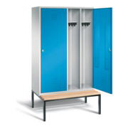 C+P Schwarz-Weiss-Spind Classic, H2090xB1190xT815mm, Front Lichtblau, Korpus Lichtgrau, Gestell Schwarzgrau (8250-40)